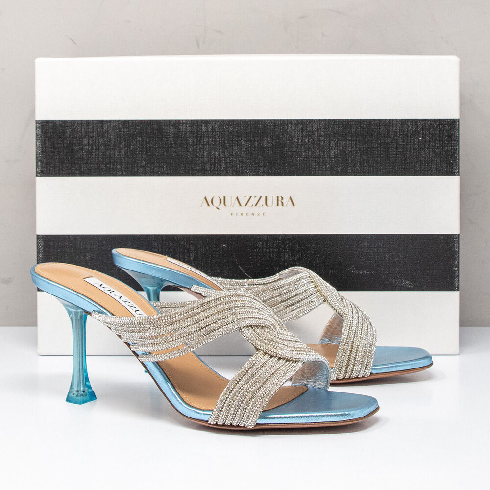 Aquazzura Gatsby Ice Blue Mules, Size 37 EU (7 US)